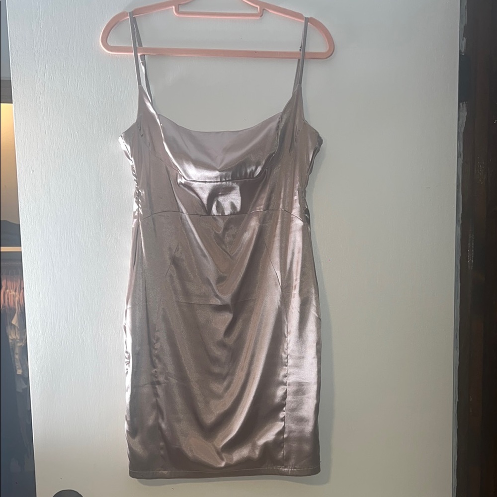 Fashion Nova Metallic Dress - Silver